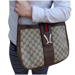 Authentic Vintage Gucci GG Monogram Supreme Sherry Web Ophidia Boots Shoulder